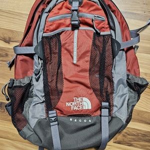 RARE* The North Face Recon Backpack Red/Gray/Black EUC. #004